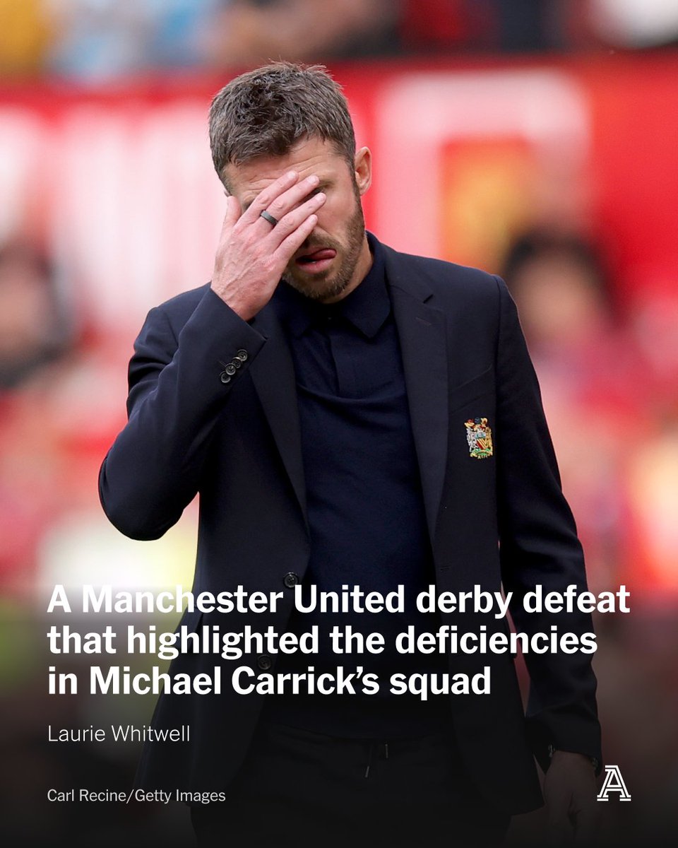 TheAthleticFC's tweet photo. The sight of Michael Carrick turning to Joshua Zirkzee to rescue the Manchester derby, while Enzo Maresca sent on Iliman Ndiaye at half-time, was an illustration of the different landscapes at Manchester United and Manchester City.

While City have been given rocket boosters, United are anchored by Glazer debt, which has, together with costly recruitment failures, governed the approach taken by Sir Jim Ratcliffe’s regime.

And on the pitch that resulted in a United team who were unable to break down their 10-man opponents, with deficiencies at full-back raising questions about how the money United did have at their disposal in the summer, was spent.

📝 @lauriewhitwell 

🔗 https://t.co/UJmPOGTUwA