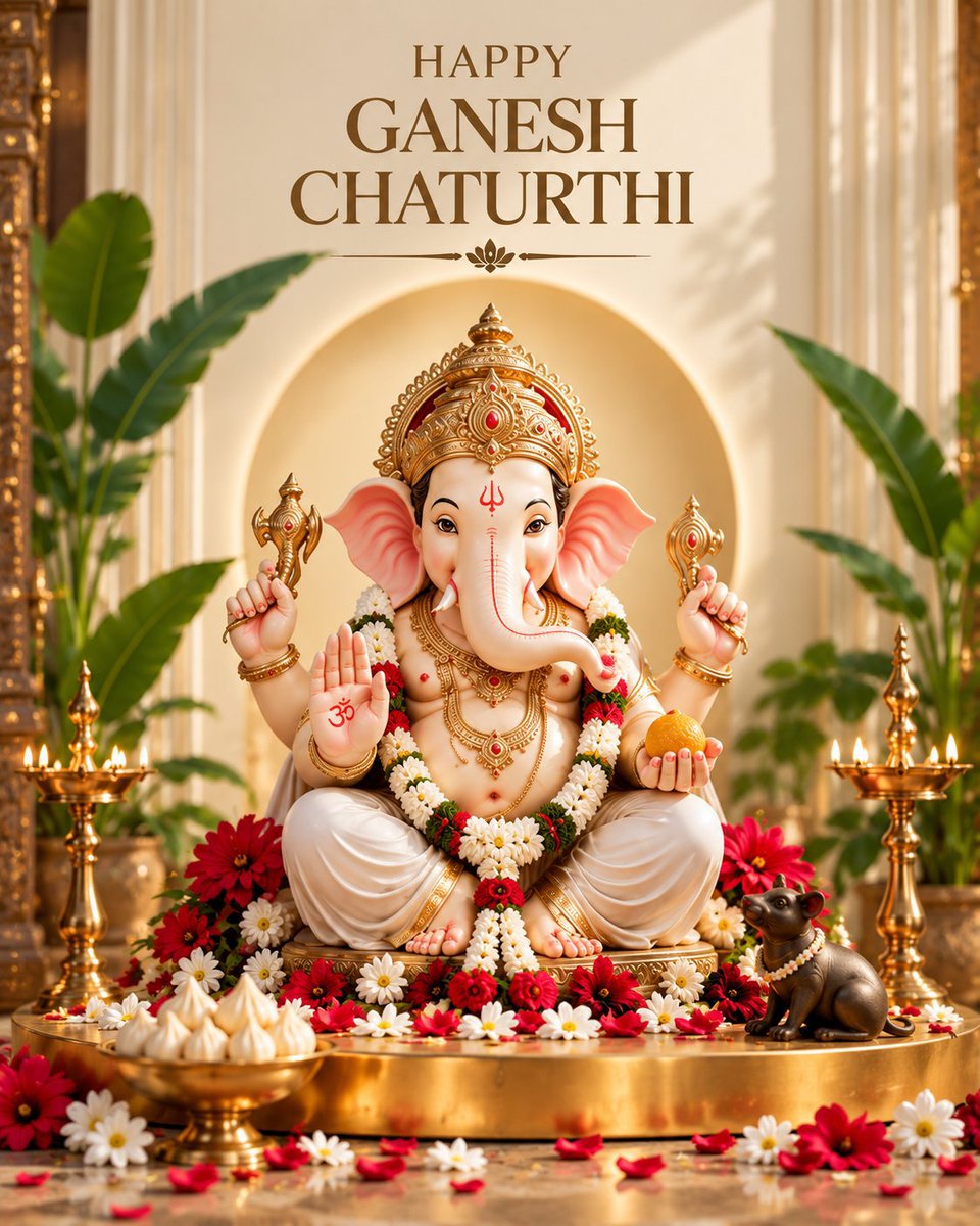 RaviSha10199805's tweet photo. वक्रतुण्ड महाकाय सूर्यकोटि समप्रभ।निर्विघ्नं कुरु मे देव सर्वकार्येषु सर्वदा॥

श्री गणेश चतुर्थी के पावन पर्व की आप सभी को हार्दिक बधाई एवं मंगलमय शुभकामनाएँ। 
जय श्री गणेश 🙏 https://t.co/fpcgqcRnRQ