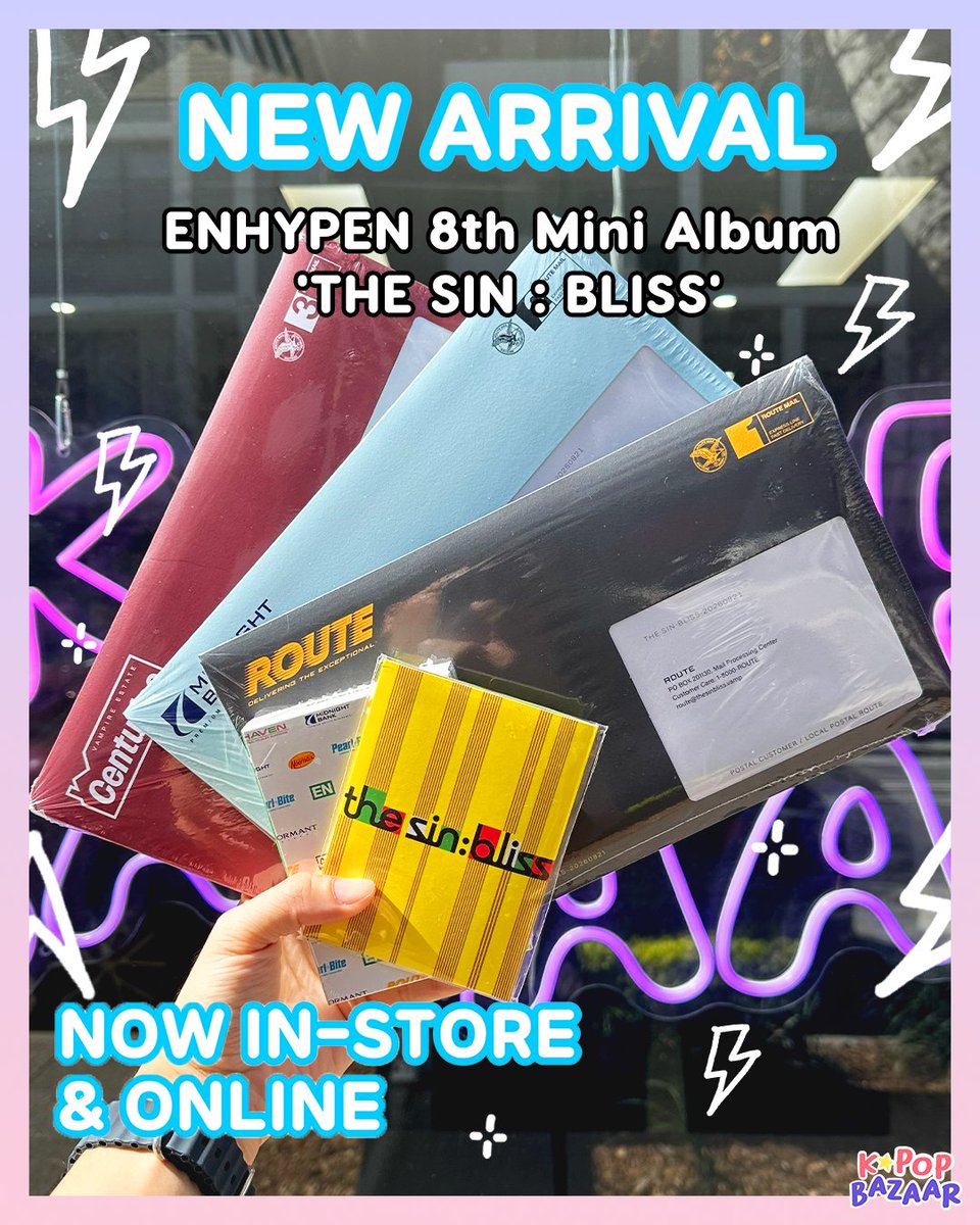 kpopbazaar's tweet photo. โจ ๐ก๐๐ช ๐๐ฅ๐ฅ๐๐ฉ๐๐โจ
ENHYPEN 8th Mini Album โTHE SIN : BLISSโ ๐ค
Now in-store and online!!
โโโโโโโ-
#ENHYPEN #ENHA #kpop #kpopaustralia #kpopgoods kpopsale kpoporder kpopsaleaustralia kpopseller kpoptradeaustralia ENHYPENwtsaus ENHYPENaus ENHYPENGOsaus ENHYPENGO https://t.co/9QoDBsR2a2