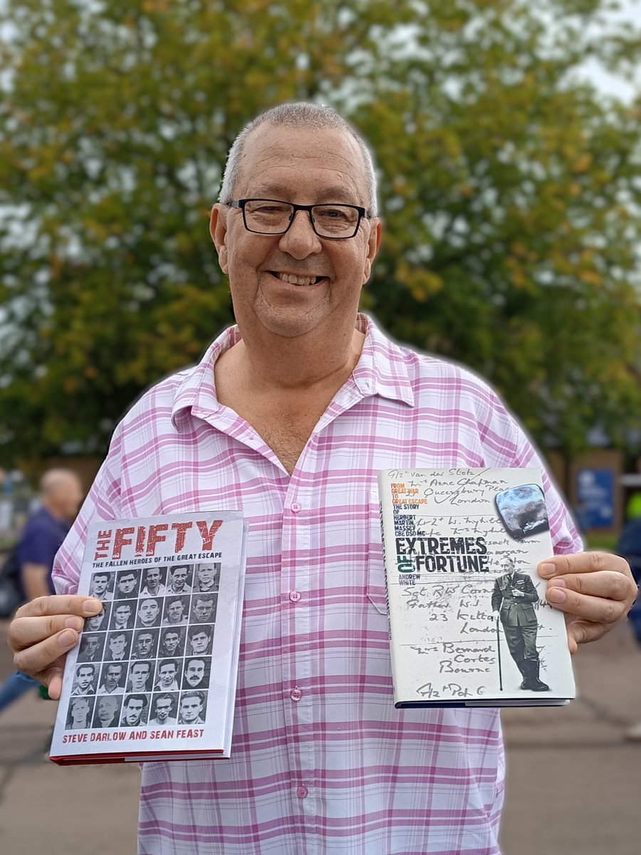 FightingHigh's tweet photo. Thanks to everyone who supported our book signing of The Fifty, by @stevedarlow and Sean Feast, and Extremes of Fortune by Andrew White, on @PeoplesMosquito stand at @IWMDuxford air show. 
From book sales - a donation of £360 to The People's Mosquito. Wins all round really! https://t.co/wN00t16bP8