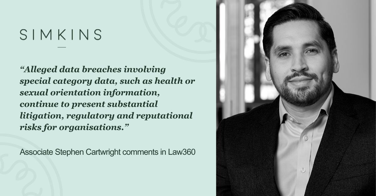 SimkinsLLP's tweet photo. Commenting in @Law360, Associate Stephen Cartwright discusses Grindr’s £26 million settlement of claims brought on behalf of approximately 12,000 users over allegations that the dating app shared highly sensitive personal information.

Read more: https://t.co/008px3b5BI https://t.co/i3iIxH3Yph