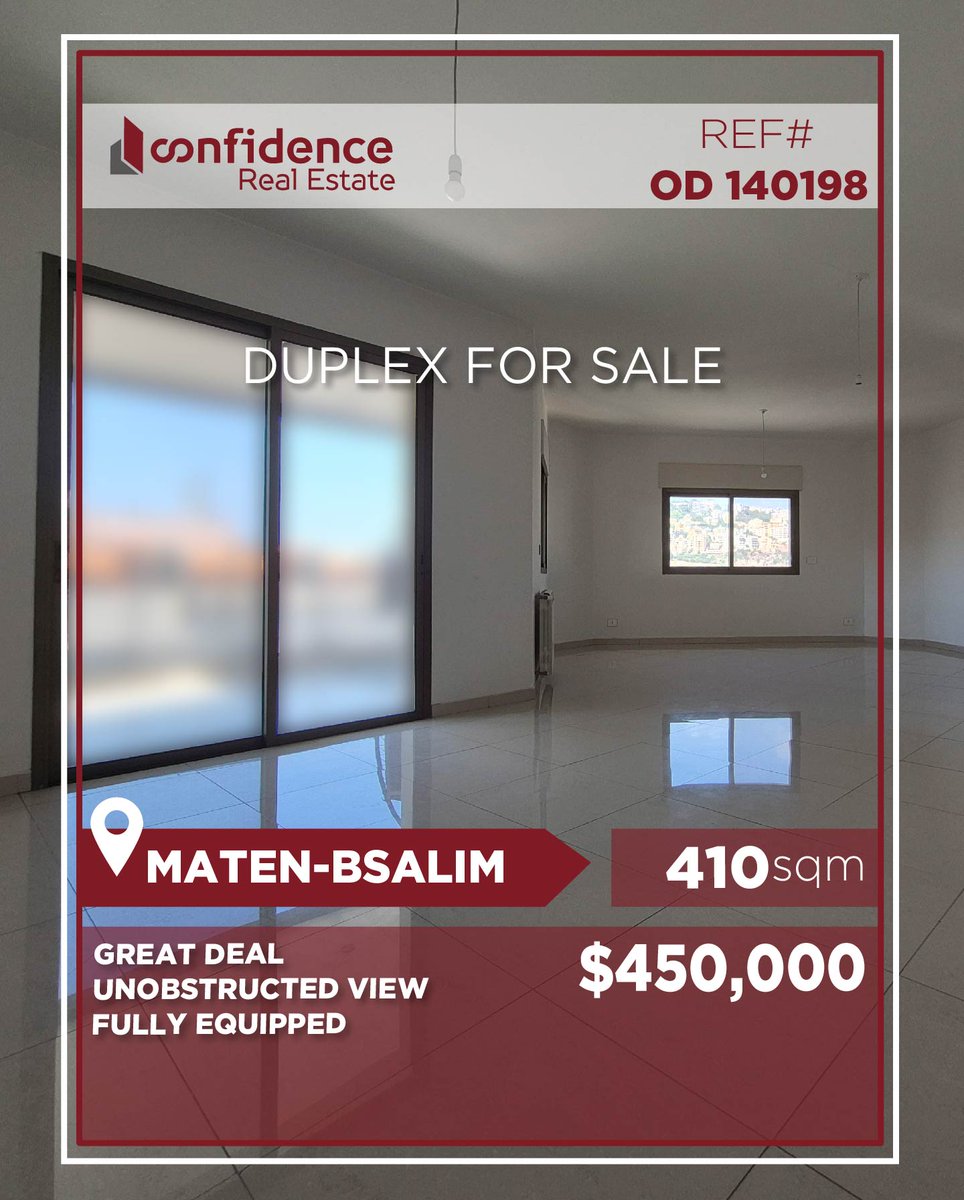 confidence_cre's tweet photo. Price :$450,000+ 2.5 %Commission
400 sqm beautiful duplex apartment with 3 bedrooms (including master)and a nice 90 m terrace Unobstructed mountain and sea view.
FOR MORE INFO DO NOT HESITATE TO CONTACT US ON :71 000 850

REF#OD140198
#DuplexForSale #LebanonRealEstate
#CONFIOD https://t.co/pRSJhIhbYg