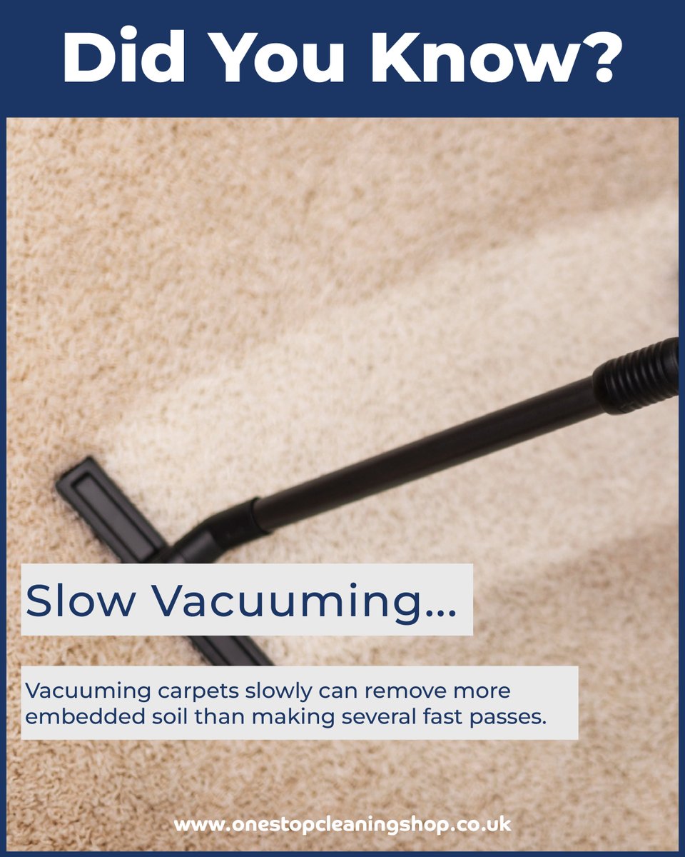 OSCSuk's tweet photo. 📢DidYouKnow?

Slow Vacuuming... 👀

Vacuuming carpets slowly can remove more embedded soil than making several fast passes. 👍

#didyouknow #cleaning #business #ecofriendly #environmental #cleaning #save #refill #reuse #recycle #vacuum #slow #carpet https://t.co/iJpRa43Tgq