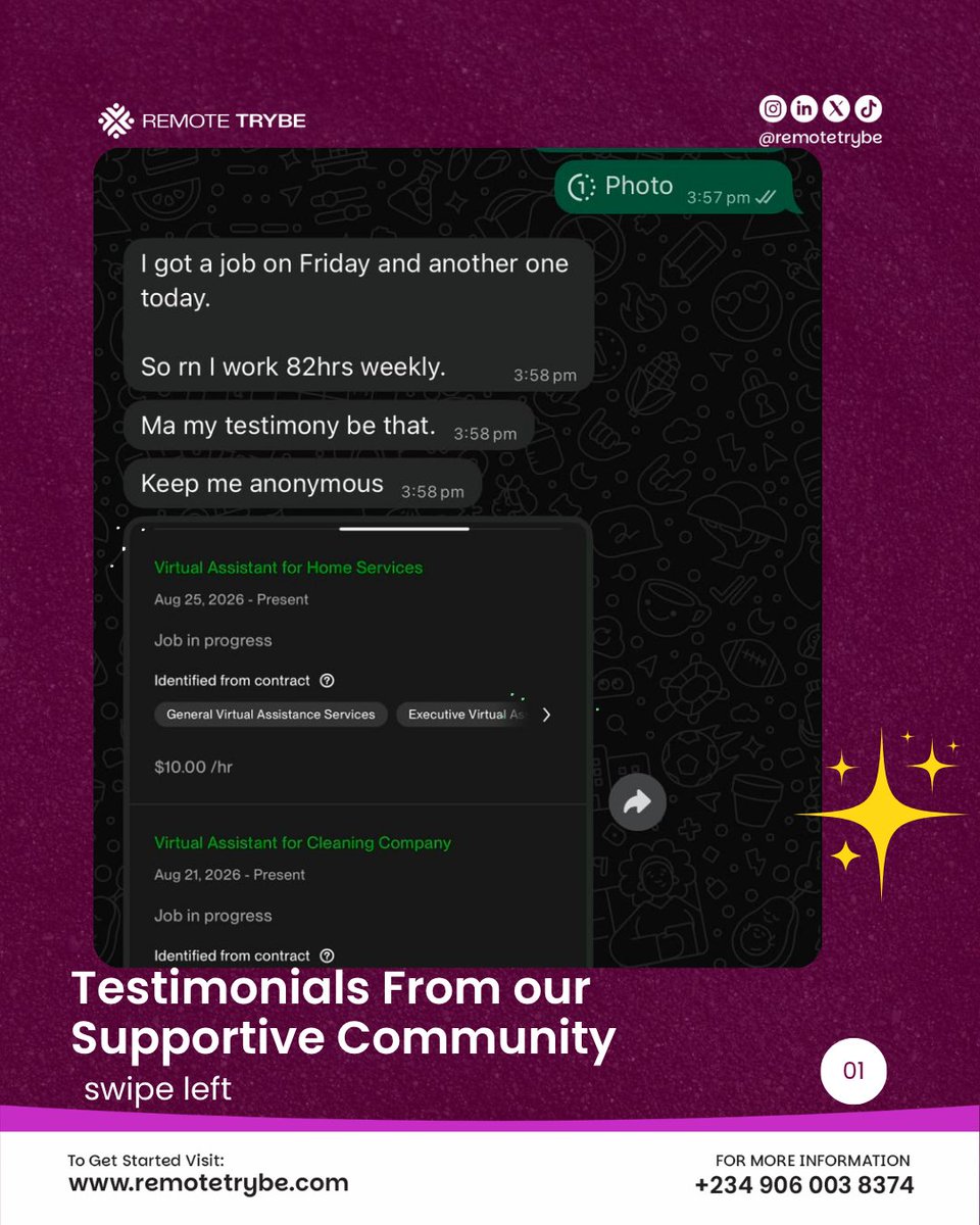 remotetrybe's tweet photo. @nosafk $10 per hour job secured. Teaching people skills to work from home and earn in dollars is what we passionately do . Visit our website to learn more https://t.co/sUrMvUxXd8 https://t.co/R1oRsWjMPC