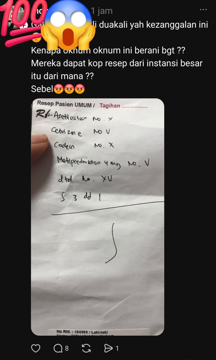 shoot_the_sky's tweet photo. Barusan baca di sebelah ad resep kayak gini.. 
Janggal banget euyy..🙀🙀

Kalo koas nulis kayak gini sebaiknya jangan diluluskan.
Kalo dokter nulis kayak gini sebaiknya uknpdpd lagi.
Kalo dokteroid nulis kayak gini, sebaiknya dipidana. https://t.co/QzJ8YZ1ENo