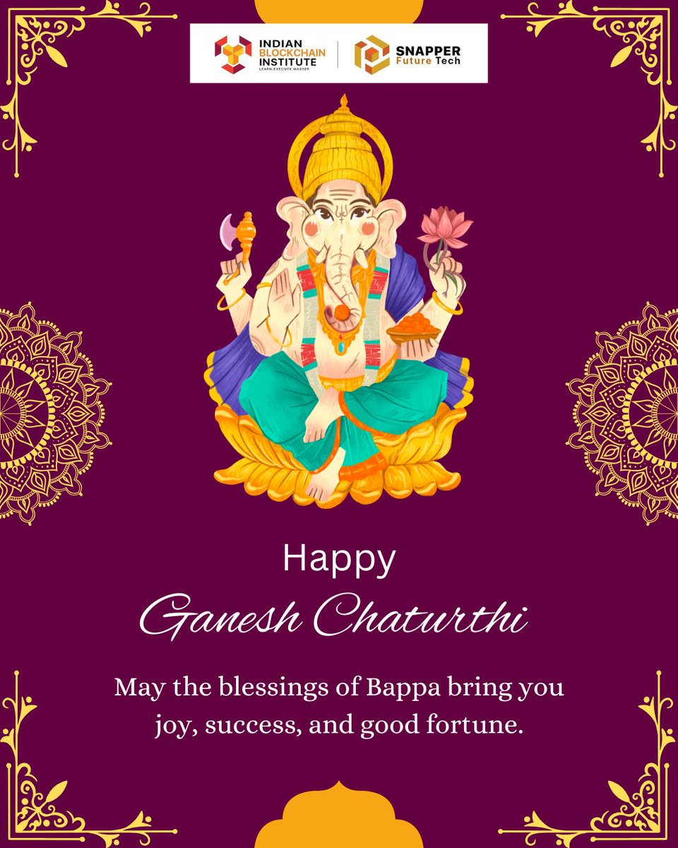 snapper_future's tweet photo. Snapper Future Tech wishes everyone a very Happy Ganesh Chaturthi! 🪔✨

May Lord Ganesha bless us with wisdom, prosperity, success and new beginnings, and remove every obstacle on our journey toward innovation and growth.

#GaneshChaturthi #GanpatiBappaMorya  #Web3 #Blockchain https://t.co/M8rLIsU2Rr