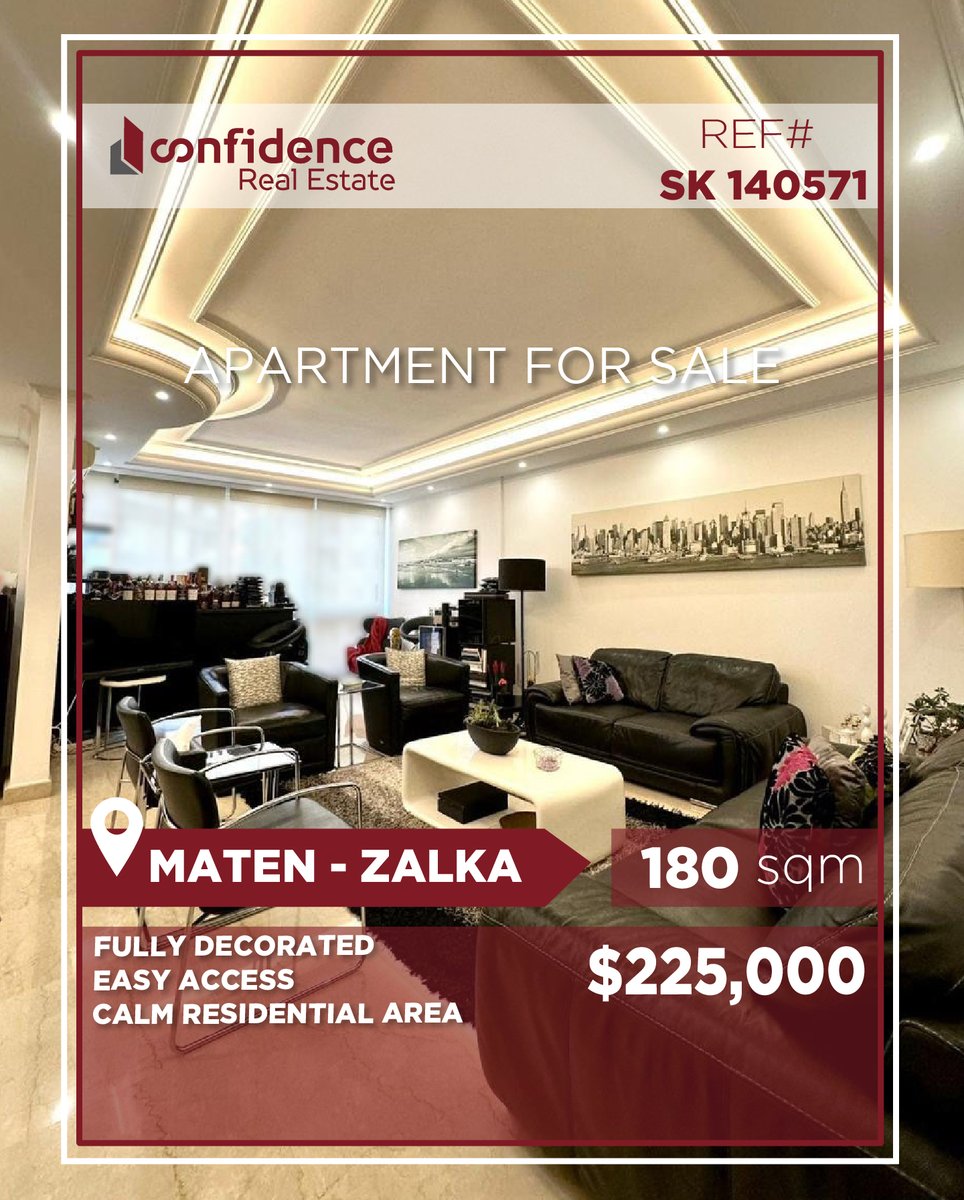 confidence_cre's tweet photo. PRICE 225.000 $ + 2.5% commission fees
Located in a calm and desirable residential area of Zalka
FOR MORE INFO, DO NOT HESITATE TO CONTACT US
71000850
REF#SK140571
#Zalka #ZalkaApartment #ApartmentForSale #LebanonRealEstate #LebanonProperty 
#CONFISK
A https://t.co/FznqPnPEdB