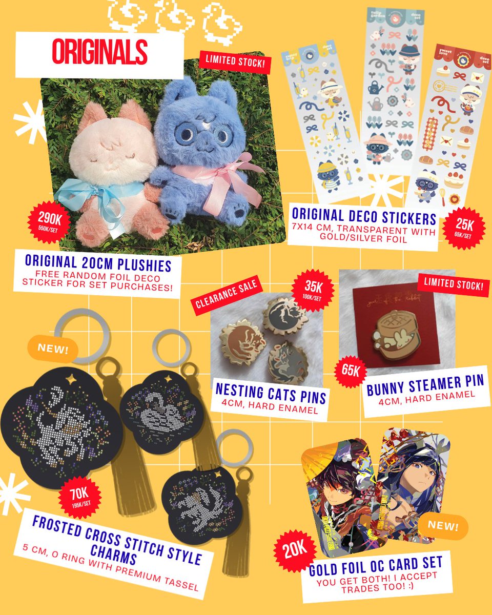 tripleomurice's tweet photo. My CF23 preorders are finally open! Thank you for your patience! 😊
🗓️CLOSE: 21 Sept [23:59 GMT+7]
💌 PO Pickup (both days) + Mail Order
📍Booth tba, Lunar Goose
🌟 Originals (Plushies, Fish, Animals), Ensemble Stars, Gundam (UC, WfM), Patlabor, FFXIV

Form below! ⤵️
#comifuro23 https://t.co/fs6zYkLSm6