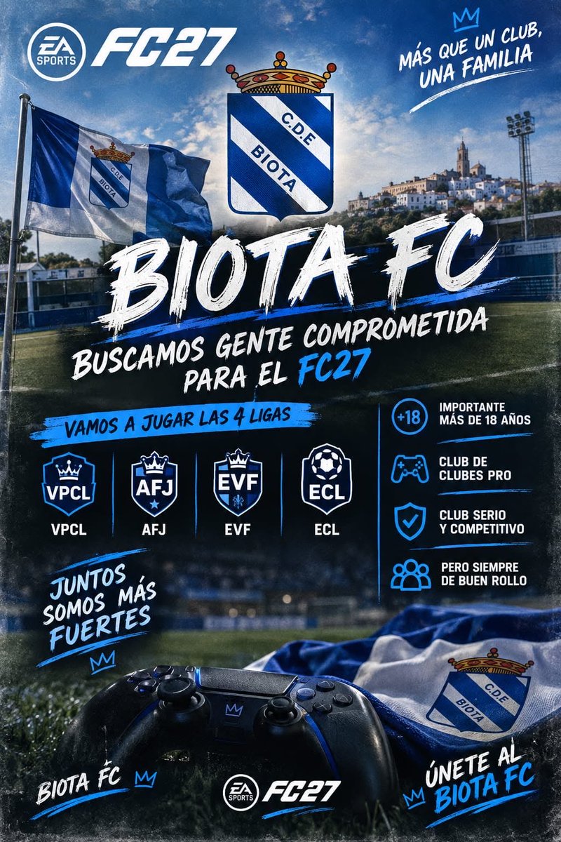 BiotaFC's tweet photo. Buscamos gente de pruebas para terminar de cerrar plantilla de cara al FC27.
Somos un equipo competitivo con muy buen rollo.
Ven y compruébalo.

@_chocolate3000 @AyudaInfoClubes 
@jugadores_eafc
@ClubesSinPlan
@AyudasCPro
@fichajes_clubes
@VPGMarquetOffic https://t.co/duoVIUJl9A