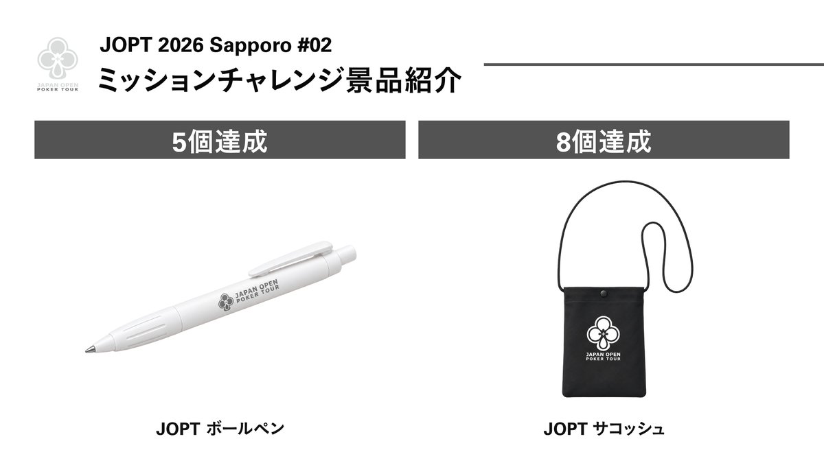 jopt_sapporo's tweet photo. ／
札幌初上陸🛬
#JOPT ミッションチャレンジ開催決定🎯
＼

ミッションチャレンジが #JOPTSapporo 初上陸✨

イベント中に挑戦できる全8種類のミッション🔥

5個達成でオリジナルボールペン🖊️
8個達成で旅先のお出かけにピッタリな、オリジナルサコッシュをプレゼント🎁

ミッション内容＆景品の詳細は画像をチェック✅

期間中は公式LINEから、ミッションの申請・達成状況の確認ができます💡
参加方法の詳細は後日公開🔜

🗓️9.18 Thu - 9.23 Tue
📍サッポロファクトリーホール