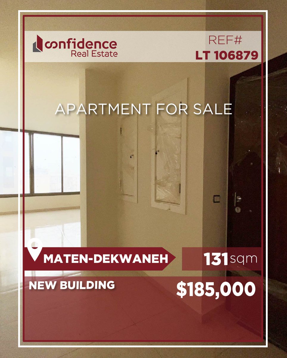 confidence_cre's tweet photo. Price: $185,000 + 2.5% commission

Don't miss out the best deal!! New 131 SQM Apartment For sale in Dekwaneh:

FOR MORE INFO DO NOT HESITATE TO CONTACT US ON :71/000850

REF#LT106879

#BestDealInDekwaneh #NewApartmentForSale 

#CONFILT
R https://t.co/tTNVrPLlFz
