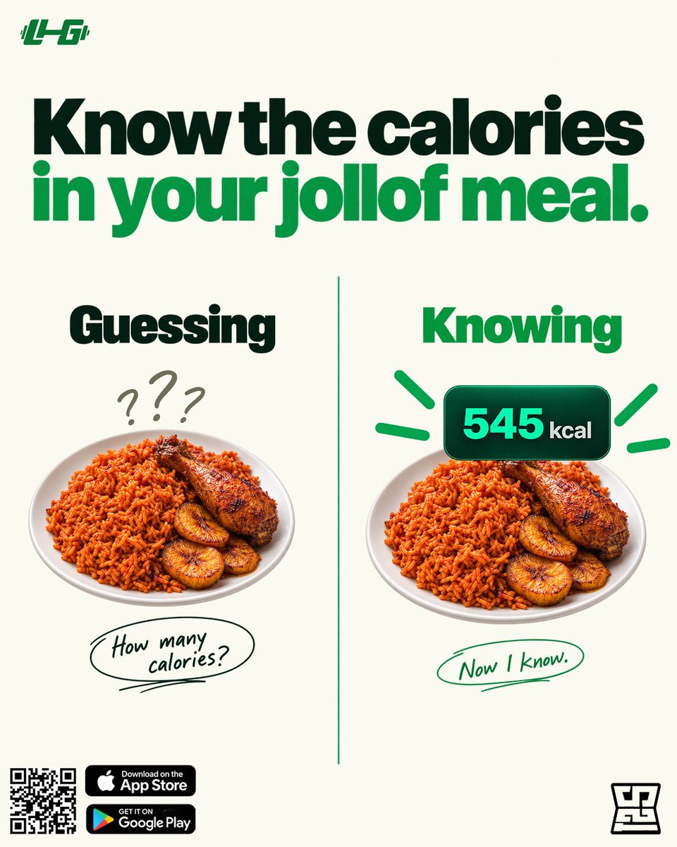 TheSidneySpace's tweet photo. Your jollof shouldn’t be a guessing game. 🍛
Track your meal, know your calories, keep moving toward your goal.
LTG — Track what you eat.
#LTG #LoseToGain #CalorieTracking https://t.co/0puQ8oLVP0