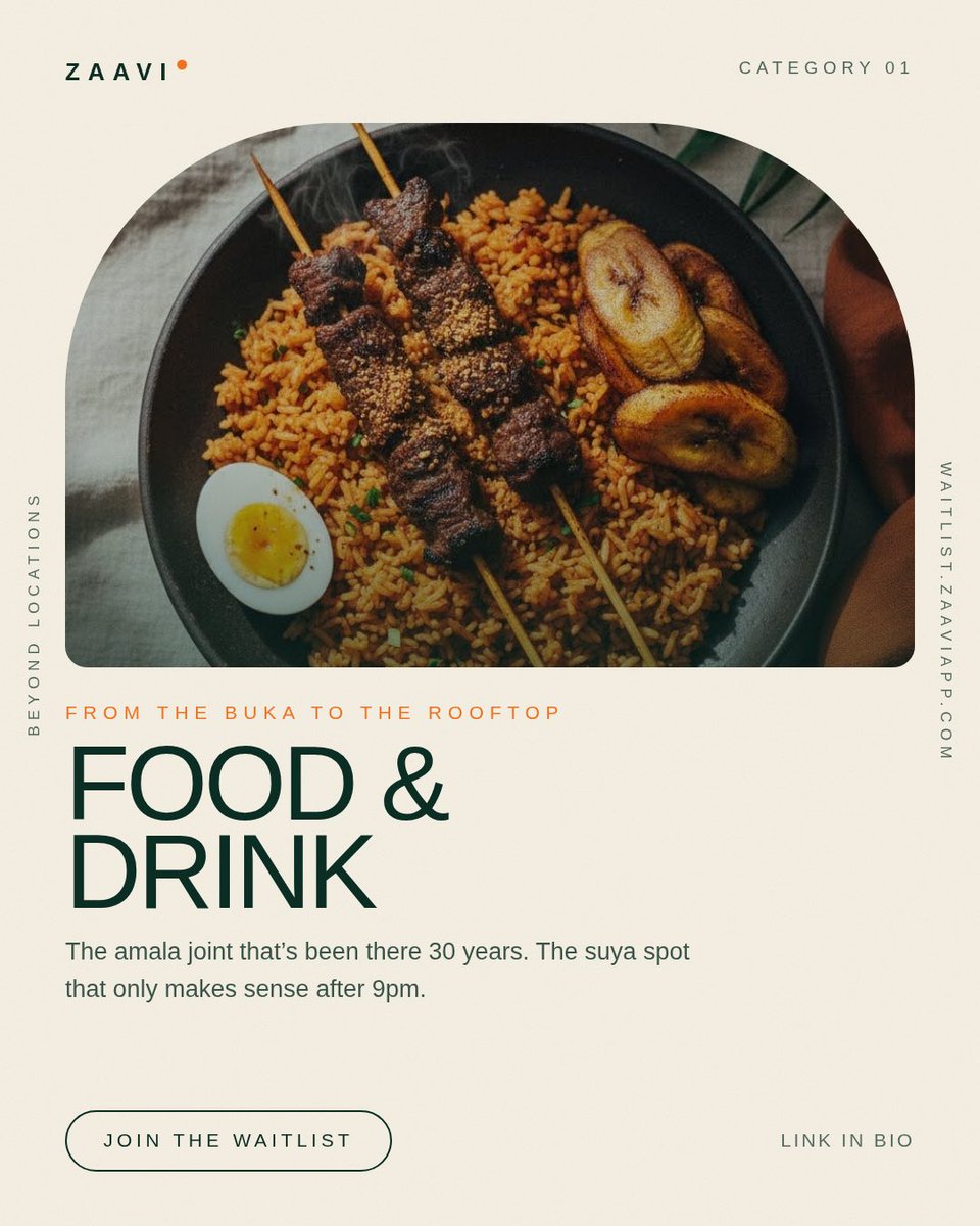 zaaviapp's tweet photo. Where do you go when hunger hits after 9PM? 👀🔥

That legendary suya spot?

That amala joint everyone swears by?

That hidden gem you almost don’t want anyone else to know about?

We’re finding them all. 🍽️✨

#ZaaviApp #FoodAndDrink #NigerianFood #NaijaFood #Foodie https://t.co/XhDHt7YXix
