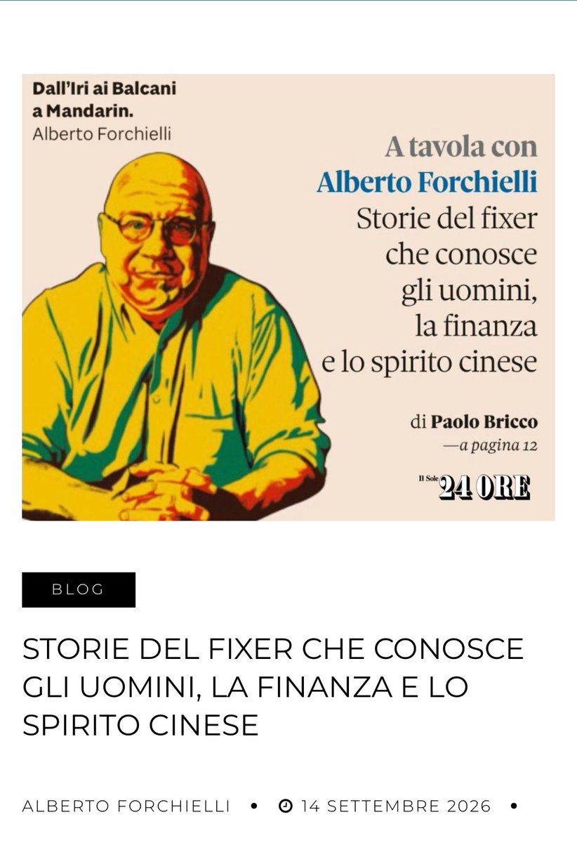 Forchielli's tweet photo. Su *Il Sole 24 Ore*, Paolo Bricco ha raccontato alcuni passaggi fondamentali del mio percorso professionale: dagli anni in Finmeccanica alle privatizzazioni, dall'esperienza in Cina e la nascita di Mandarin Capital Partners, fino alle nuove sfide su investimenti e Intelligenza Artificiale.

Un ritratto personale e professionale di cui lo ringrazio.

📌 Leggi l'articolo completo qui: 

https://t.co/6ij9u0Tmrj

#AlbertoForchielli #Finanza #Cina #Investimenti #IntelligenzaArtificiale