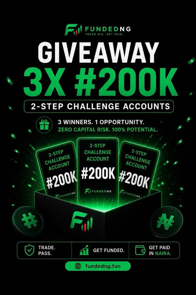 Usman_bb1's tweet photo. 🚨 ₦200K GIVEAWAY 🇳🇬🔥

Win 3× ₦200K 2-Step Accounts!

✅ Follow:@funded_ng @yourusername @Usman_bb1 
✅ Join Discord: https://t.co/9mzPzRLo4u
✅ Like + Repost
✅ Tag 2 traders
✅ Comment “I’m ready to get funded”

🏆 Winners in 72H
🔗 https://t.co/zEUgtm57hf https://t.co/4SvWdz21or