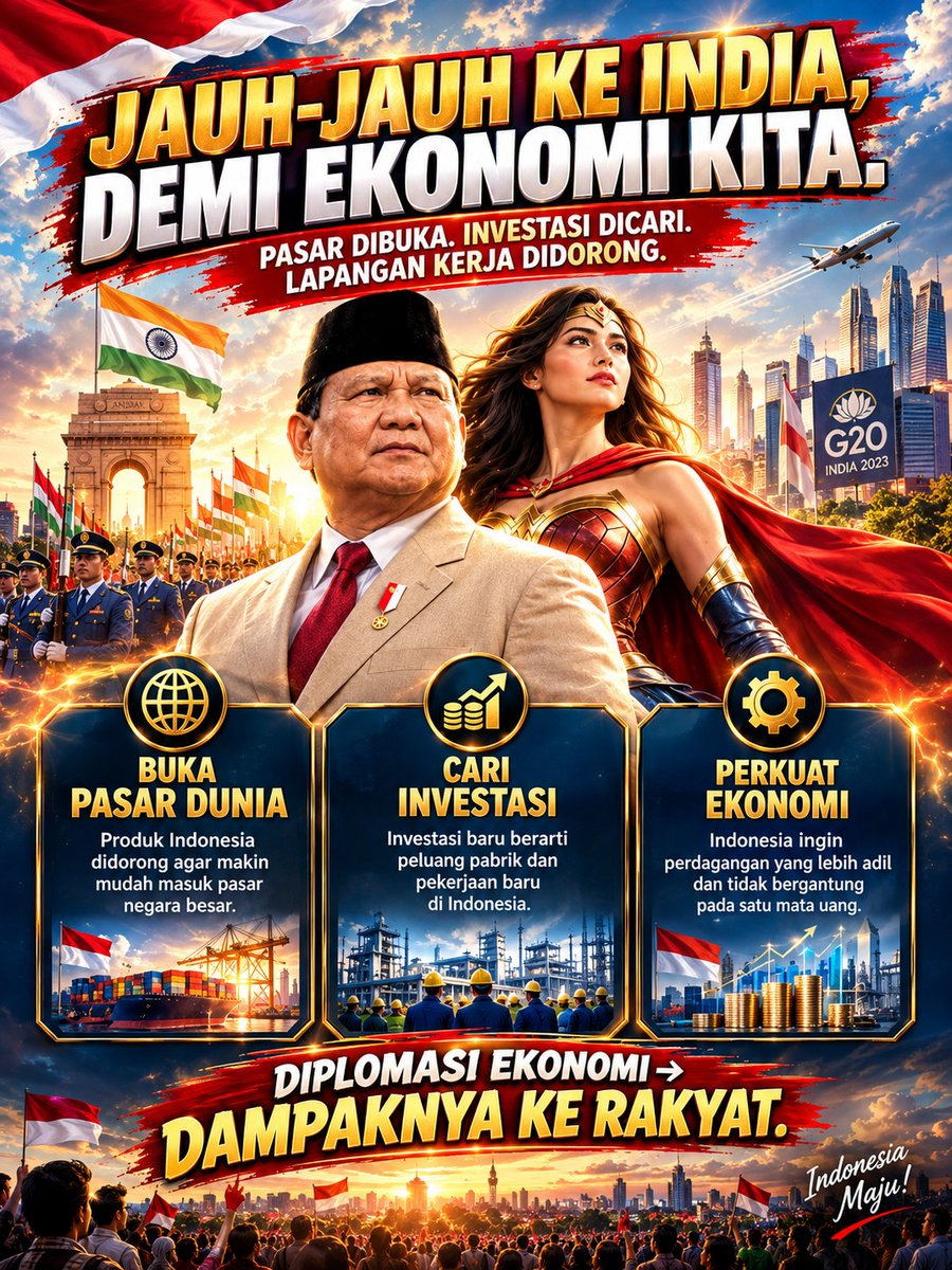 WomanBersabda_'s tweet photo. INDONESIA BUNYIKAN SUARA TEGAS!
Hadir di BRICS, Indonesia bukan penonton!
Presiden perjuangkan transaksi pakai uang lokal &amp; tatanan dagang adil. Hasilnya harga stabil &amp; kerjaan gampang. Apa produkmu yg mau mendunia? More👉🏻 https://t.co/i2Gi0t3v7L

#JagaIndonesia #DiplomasiEkonomi https://t.co/go4v4ROvJp