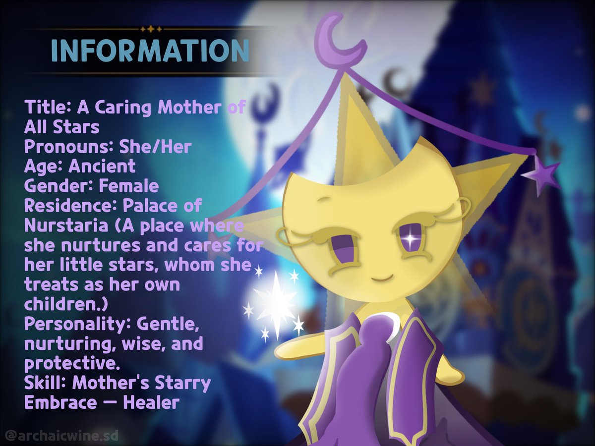 ibisusercrkocs's tweet photo. My crk oc! 
Aurum Star Cookie! 

#crkoc
#cookierunkingdom

Title: "A caring 𝕄𝕠𝕥𝕙𝕖𝕣 of all stars.. " https://t.co/RyObTHO7nT