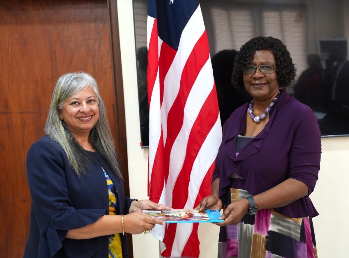 ShairoseM's tweet photo. Honoured to present my credentials to Ambassador Ethel Davis, Deputy Minister of Foreign Affairs, affirming my assignment as @UNICEF_Liberia Representative. I look forward to working closely with the Government of Liberia to building on our strong partnership. @Mofa_Liberia https://t.co/wPQtQtfFZL