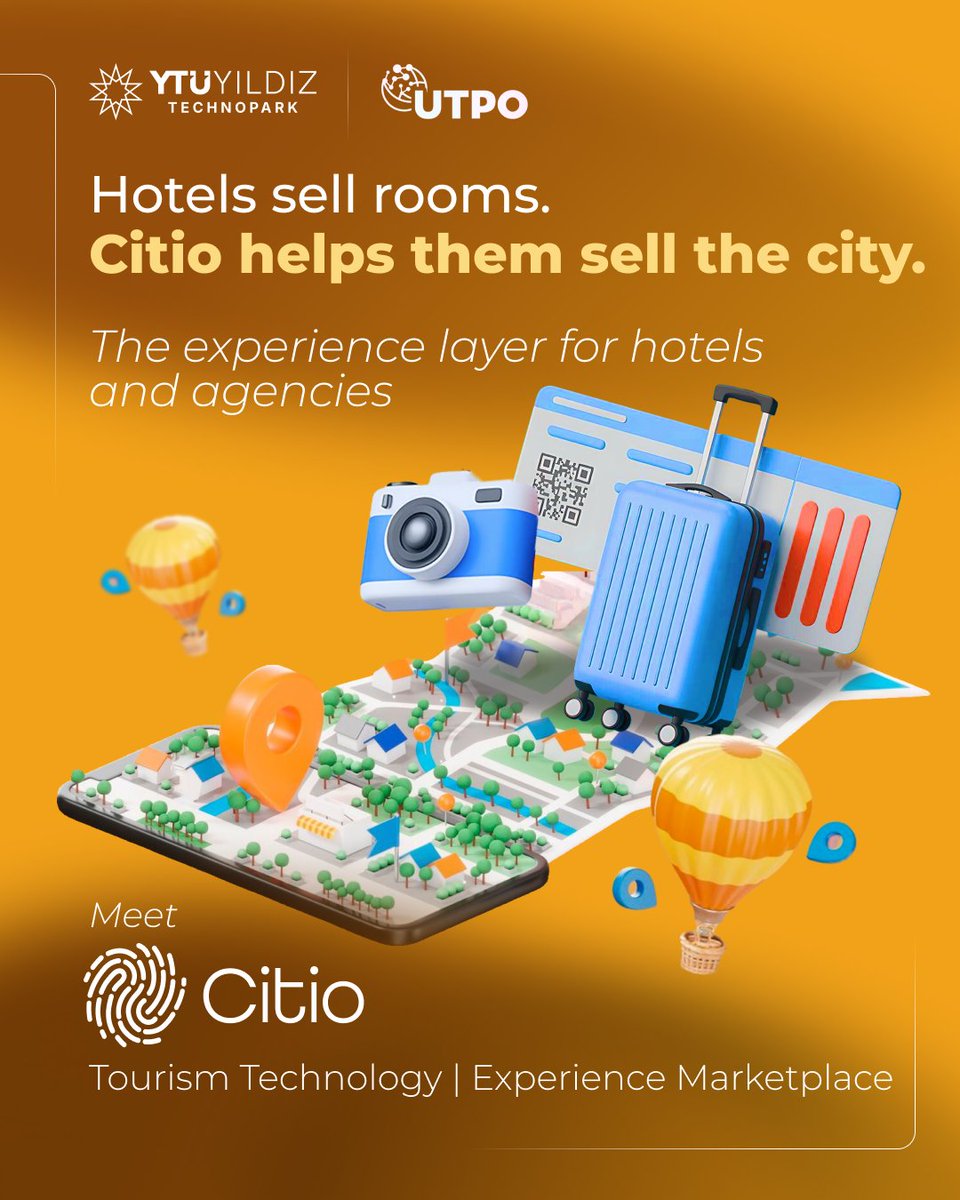 TechnoparkInt's tweet photo. Meet Citio, turning every destination into an opportunity.

Citio is a B2B tourism experience marketplace helping 300+ hotels and local travel agencies create new revenue opportunities while giving their guests access to the best experiences in every destination.

From museum and attraction tickets to private tours, local experiences and transfers, Citio brings everything together through a single platform or API integration.

Citio enables its partners to sell directly to their guests without the need to source from multiple suppliers or manage complex systems, making the process more seamless and efficient.
With a growing presence in key markets including the United Kingdom, Italy and France, Citio is building a global tourism technology network that connects travellers, hotels, local agencies and experience providers.

As a member of the YTU Yıldız Technopark London community, Citio is building technology that connects travellers with the best experiences in destinations around the world.

#YTUYıldızTeknopark #Citio #TourismTech #TravelTech #UKTech