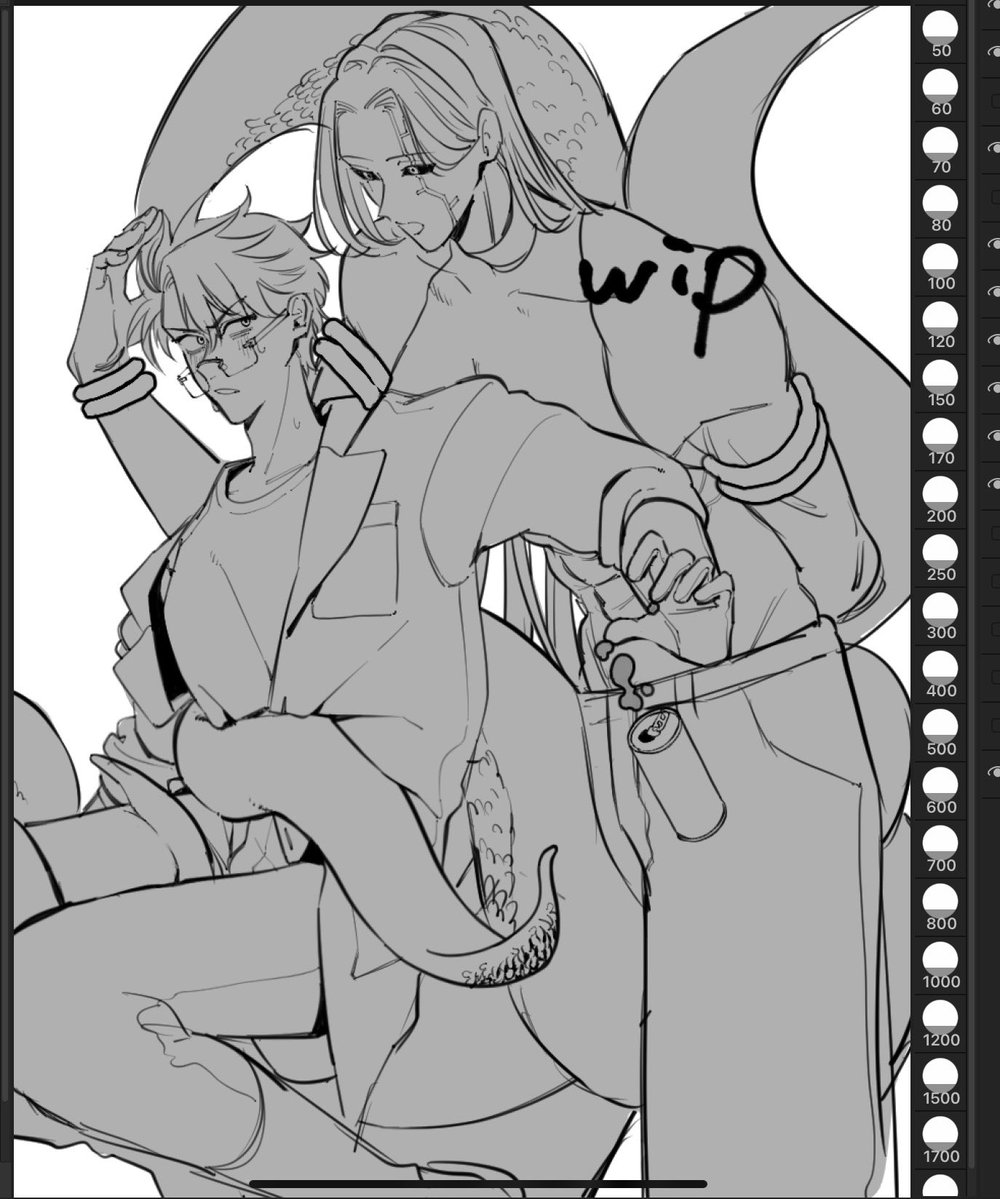 C3JU0's tweet photo. oc wip
人外くんと研究員鵜飼くんのラフ
セリフは最後に入れよう https://t.co/ghsqfZTDiN