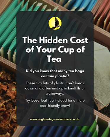 EWConsultancy's tweet photo. Ernie the Eagle loves a good cup of tea, but keeps it plastic-free! 🦅 Think like Ernie—choose a greener cuppa and enjoy guilt-free tea time! #Greener #EcoFriendly #Tea #YouCanHelp #ErnieTheEagle #DisabilityConsultant #DisabilitySpecialist #ExpertByExperience https://t.co/6OtHI0C29g