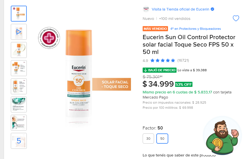 elgordoahorros's tweet photo. ¡Corré que con 54% off este Eucerin vuela! 🚨💨

Eucerin Sun Oil Control Protector solar facial Toque Seco FPS 50 x 50 ml a $ 34.999

Antes $ 75.301 · -54% OFF

https://t.co/Qs4fVfzR13 https://t.co/KtaxjX9XT6