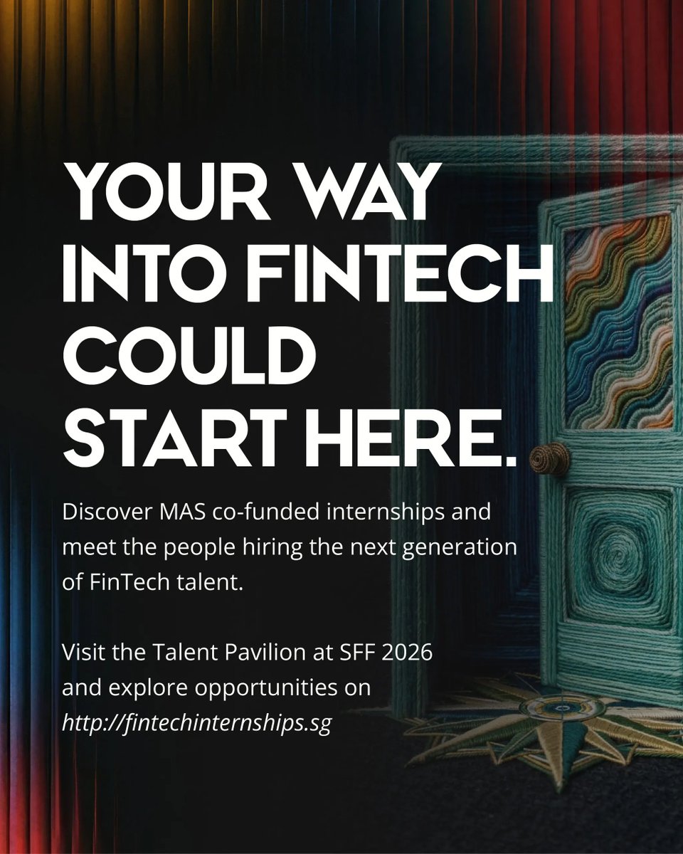 sgfintechfest's tweet photo. Nobody warns you the job you're studying for might not exist by graduation.

1 in 3 employers are already rewriting entry-level roles around AI. A 62% wage premium already goes to people who can use it, not just talk about it.

Singapore FinTech Festival's Talent Pavilion is where you get ahead of that, real employers hiring in person, plus paid internships open now at https://t.co/QWuEatUXhW (backed by Monetary Authority of Singapore (MAS)).

🎟 Students & Academic staff get in for free. Grab your Academic pass and get moving first: https://t.co/NqWP3xayje

#SingaporeFinTechFestival #SFF2026 #SGFinTechFest