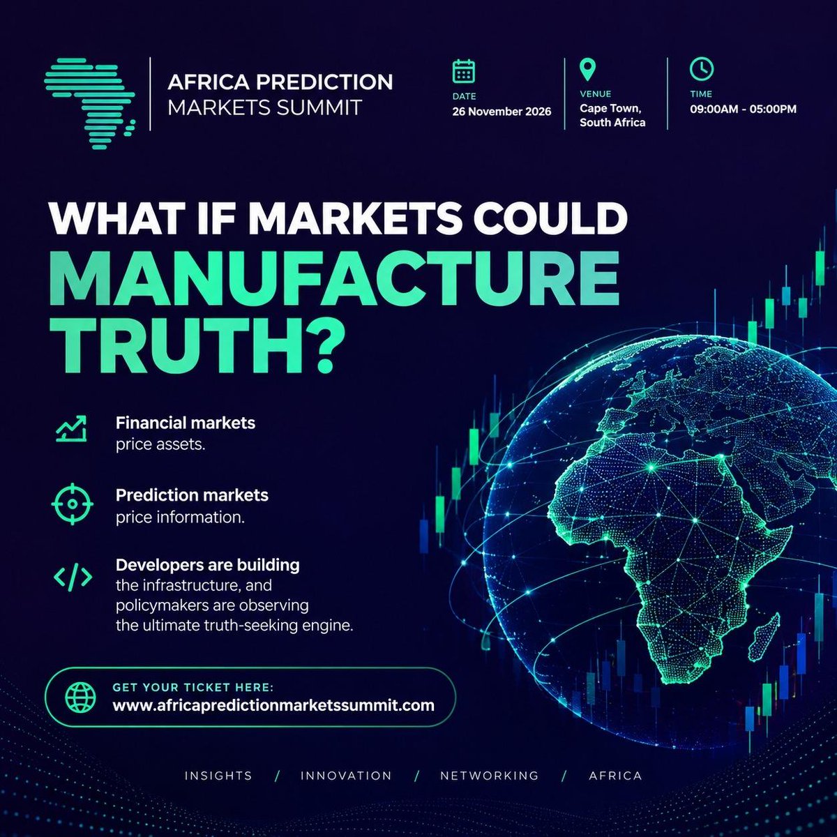 Africapms's tweet photo. What if markets could manufacture truth?

Financial markets price assets. Prediction markets price information.

As developers build the infrastructure and policymakers explore the possibilities, prediction markets could become a powerful new engine for collective intelligence https://t.co/aWuOXIn6jP