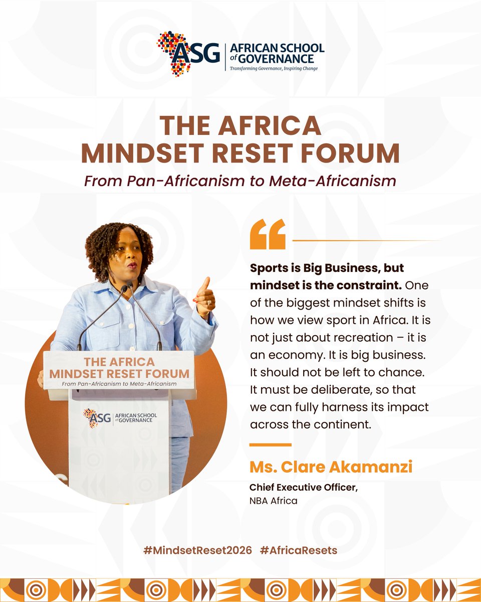 ASG_Africa's tweet photo. Growth opportunities are everywhere in Africa, but some remain hidden in plain sight, because of how we see them.
At #MindsetReset2026, @cakamanzi, CEO of @NBA_Africa , reminded us that sports is one. “It’s not just about recreation. It’s an economy. It is big business that should not be left to chance.”
The opportunities are there. Harnessing them begins with a mindset reset.