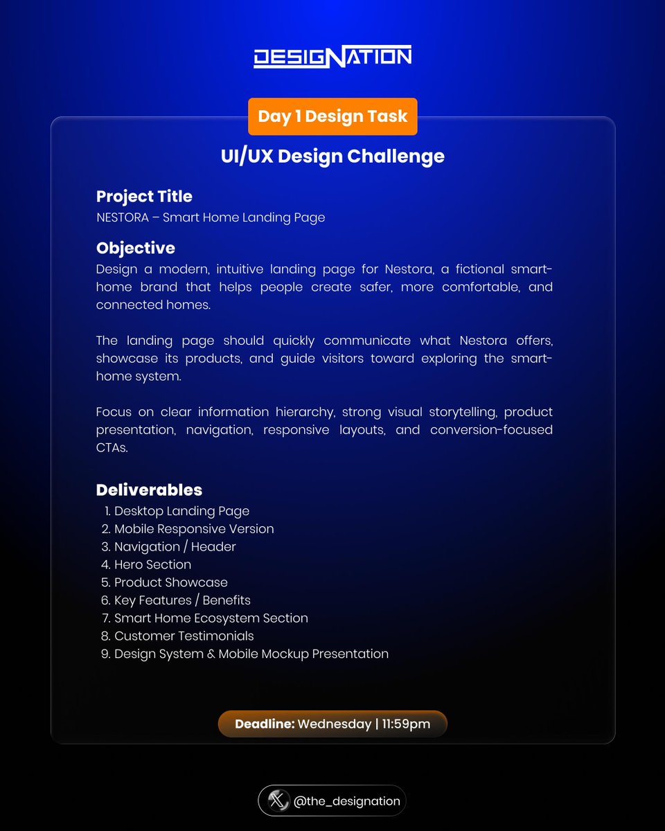The_DesigNation's tweet photo. It's another week to be creative! 🧡💙

Frame 1: Graphics Designers 
Frame 2: UI/UX Designers 

Quote this post with your submissions 🔥 https://t.co/tD78ouqLd7