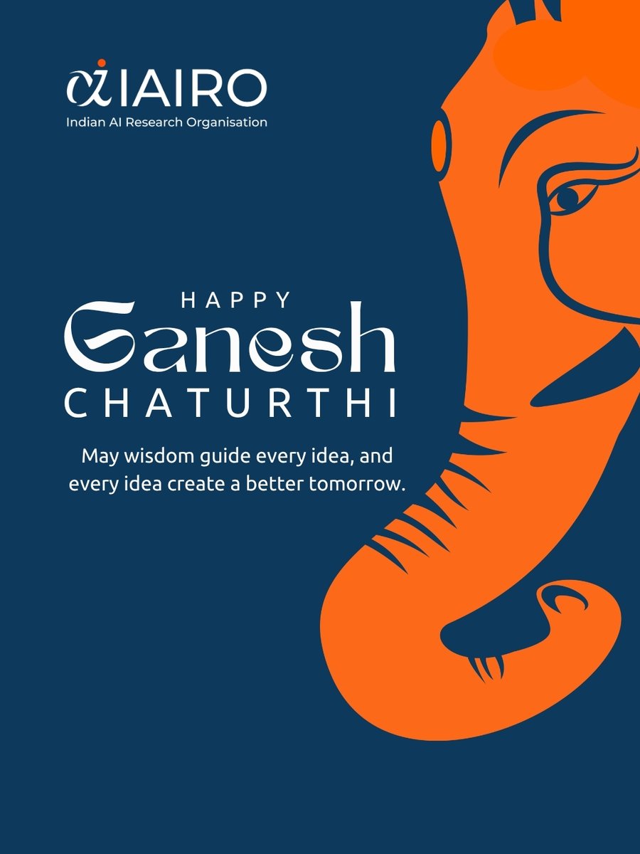 IAIRO_official's tweet photo. This Ganesh Chaturthi, we celebrate wisdom, curiosity and the courage to build something new.

May the spirit of Lord Ganesha inspire us to approach every challenge with clarity, learn from every obstacle, and keep creating with purpose.

Wishing you and your loved ones a Happy Ganesh Chaturthi.

#GaneshChaturthi #GanpatiBappaMorya #LordGanesha #GaneshFestival #GaneshChaturthiWishes