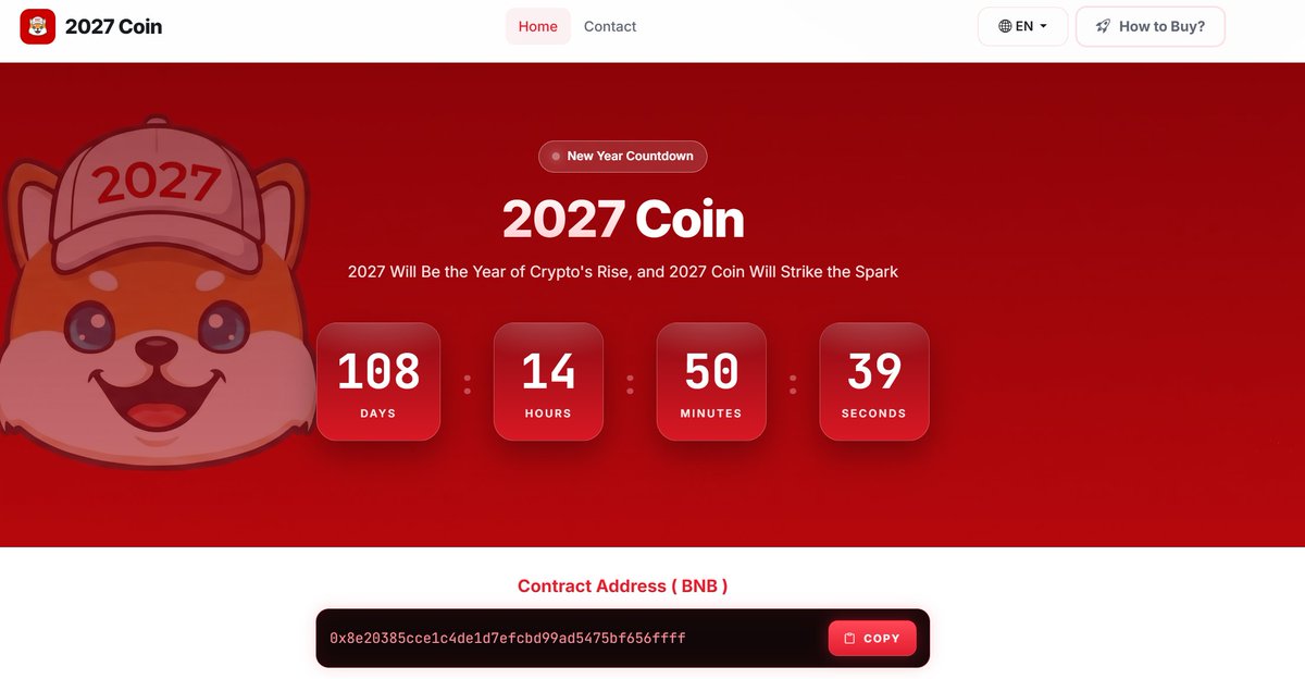 2027_coin's tweet photo. In 108 days, this token will restart crypto history
2027 will be the legendary year for crypto https://t.co/dlUkgDzvra