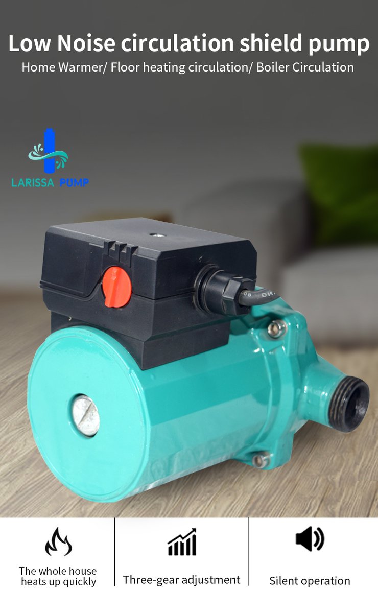 Larissapumps's tweet photo. 3‑speed low‑noise shield circulation pump for floor heating &amp; boiler circulation. Multiple power for 20‑150㎡ heating area. Bulk offer for heating contractors. DM for quote.#CirculationPump #HVAC #FloorHeating https://t.co/TZLIeZEw7y