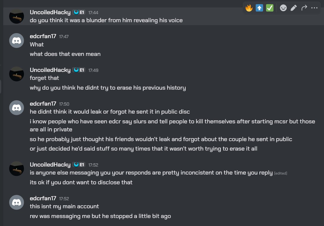 stizzdude's tweet photo. BREAKING: SOURCES CLAIM THE LEAKED CHAT LOGS MAY ONLY BE THE TIP OF THE ICEBERG, WITH POTENTIALLY FAR WORSE REMARKS FROM EDCR STILL UNDISCOVERED. THIS SITUATION IS NOT LOOKING GOOD...
#mcsr #mcsrranked #edcr
https://t.co/pAa33M70xr https://t.co/rPoAImdAbr