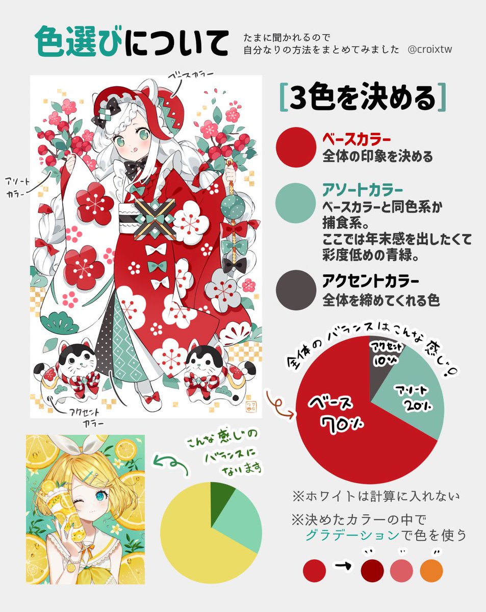 croixtw's tweet photo. イラストの色選びについてまとめてみました https://t.co/x6oWcxWddf
