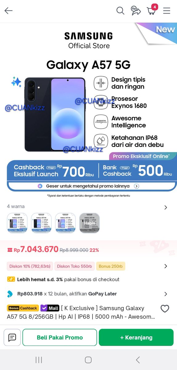 CUANkizz's tweet photo. @tokopedia HP impian dari awal tahun khusus buat suami narik ngojol
Karna fitur tahan air IP68 dan ketahanan bodi kokohnya bikin suami tetep tenang ngejar orderan, plus baterainya awet banget dipake kerja dari pagi sampe malam
Harganya ramah di kantong 
Beli di @tokopedia banyak diskonnya https://t.co/I99ogsnqWY