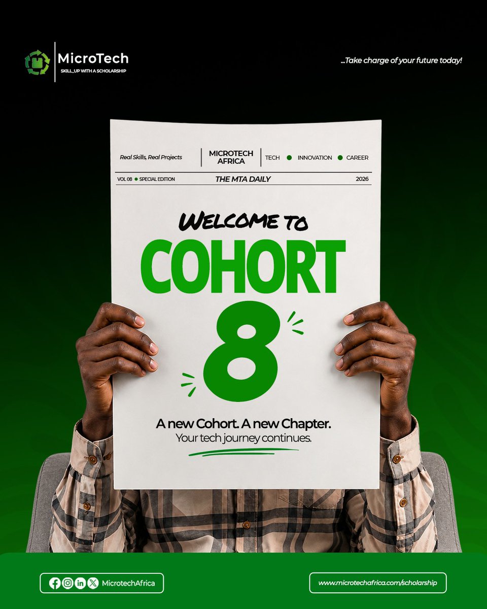 MicrotechAfrica's tweet photo. New Cohort. New Chapter. Cohort 8, are you ready to build? 

Your tech journey with Microtech Africa starts today 💚💻

#MicroTechAfrica #Cohort8 #TechInAfrica #SkillUp #ScholarshipOpportunity #FutureOfTech #BuildWithUs #MTA https://t.co/1SIPSuK1zD