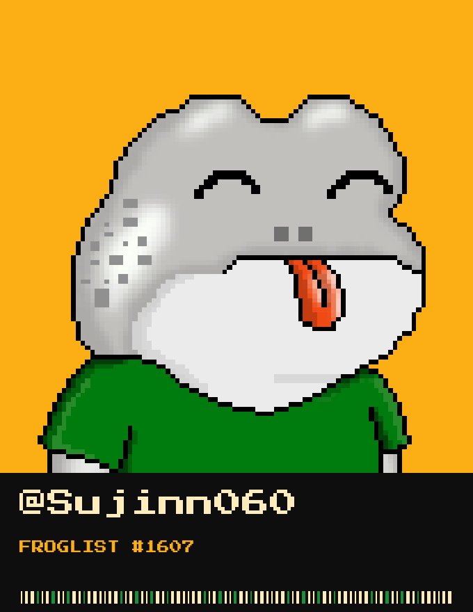 Sujinn060's tweet photo. Just got on the @zecfrogs list 🐸
6,969 pixel frogs on ZEC. Free mint.
FROGLIST #1607 sealed. set your frog as your PFP to climb the list. #ZECFrogs $ZEC https://t.co/W6PChqTGnz