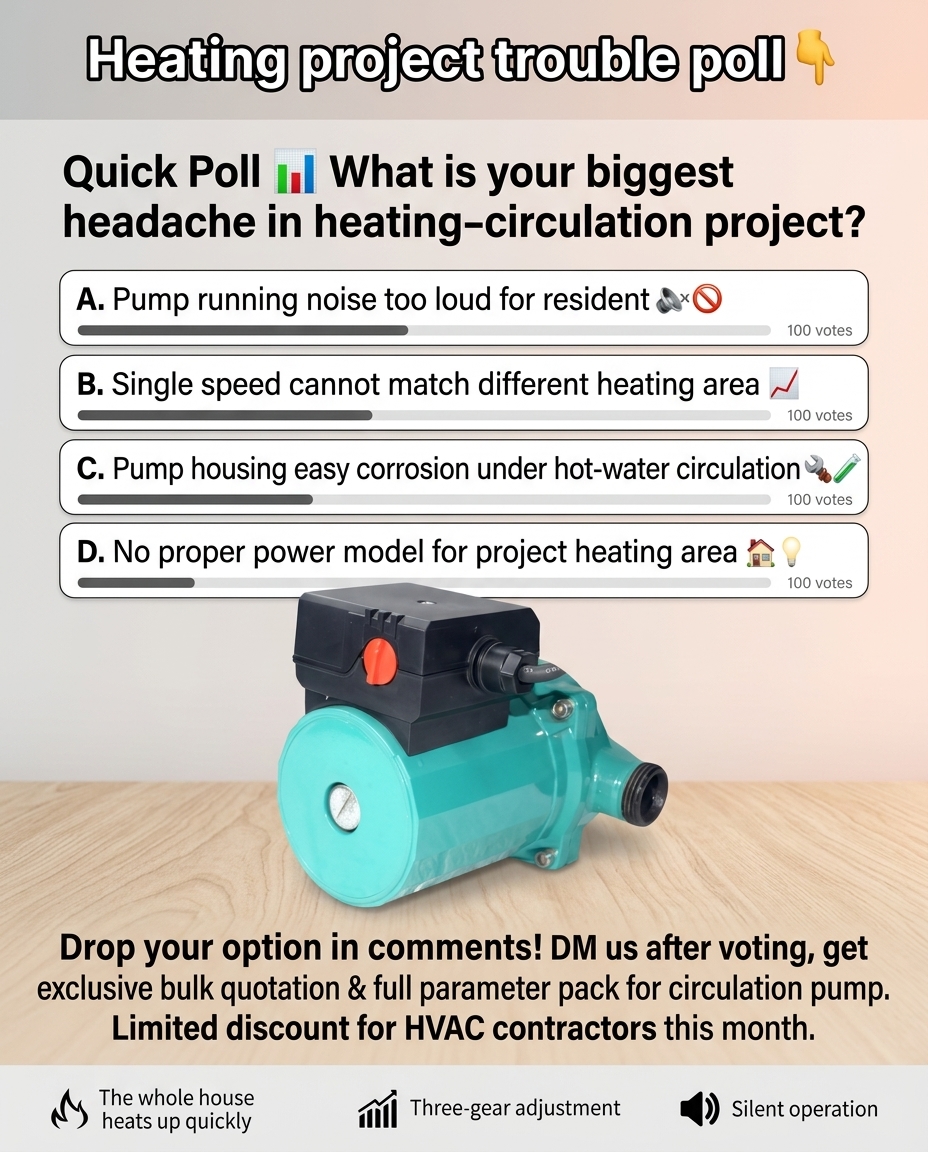 Larissapumps's tweet photo. Quick poll: What is your heating‑circulation project biggest trouble? Comment A/B/C/D, DM for pump quotation.#HVAC #CirculationPump https://t.co/67WPkbRScd