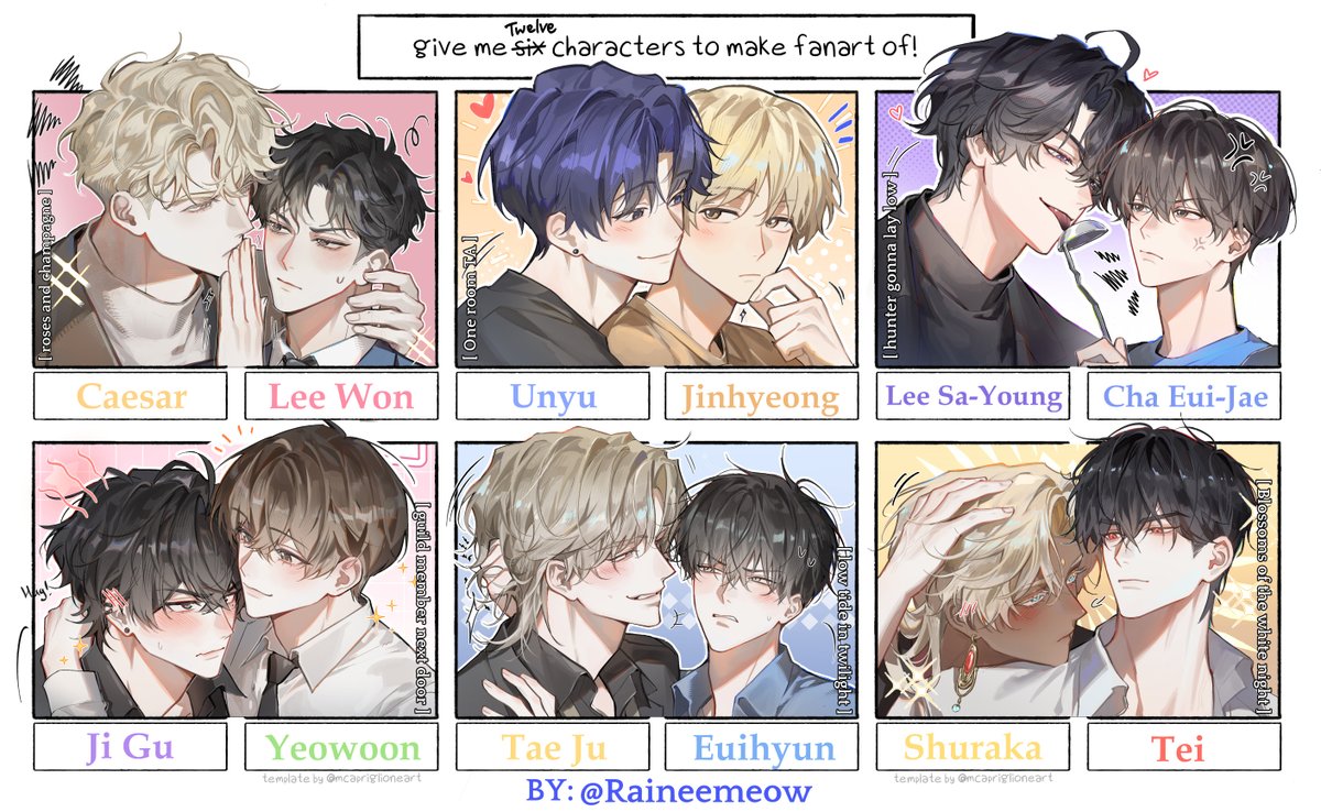 Raineemeow's tweet photo. 6 gay couples in manhwa
เติมเกกันค่ะ https://t.co/Y1w38qo2cg