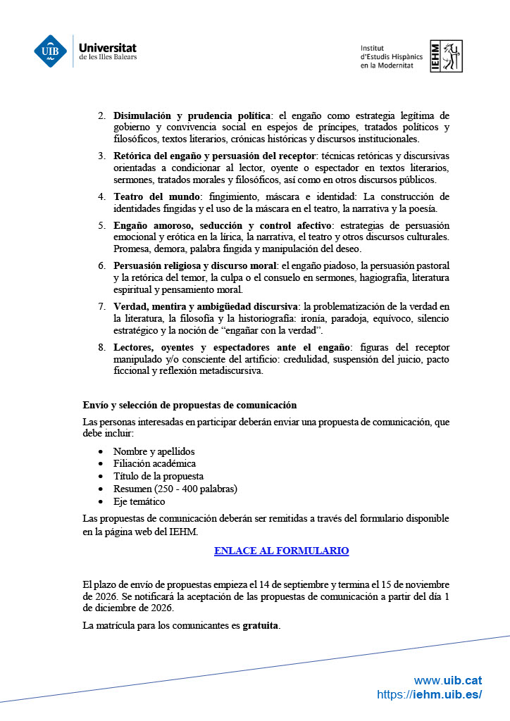 juan_inheaven's tweet photo. Es una alegría enorme compartir esta convocatoria para el I Simposio de Jóvenes Investigadores "Veritas nuquam perit": estrategias de manipulación, persuasión y engaño en la España de los ss. XVI y XVII. 
📚 @UIBuniversitat en 18 y 19 de febrero.
📨Propuestas h. 15 Noviembre !!!! https://t.co/DE7B1Ae7hY