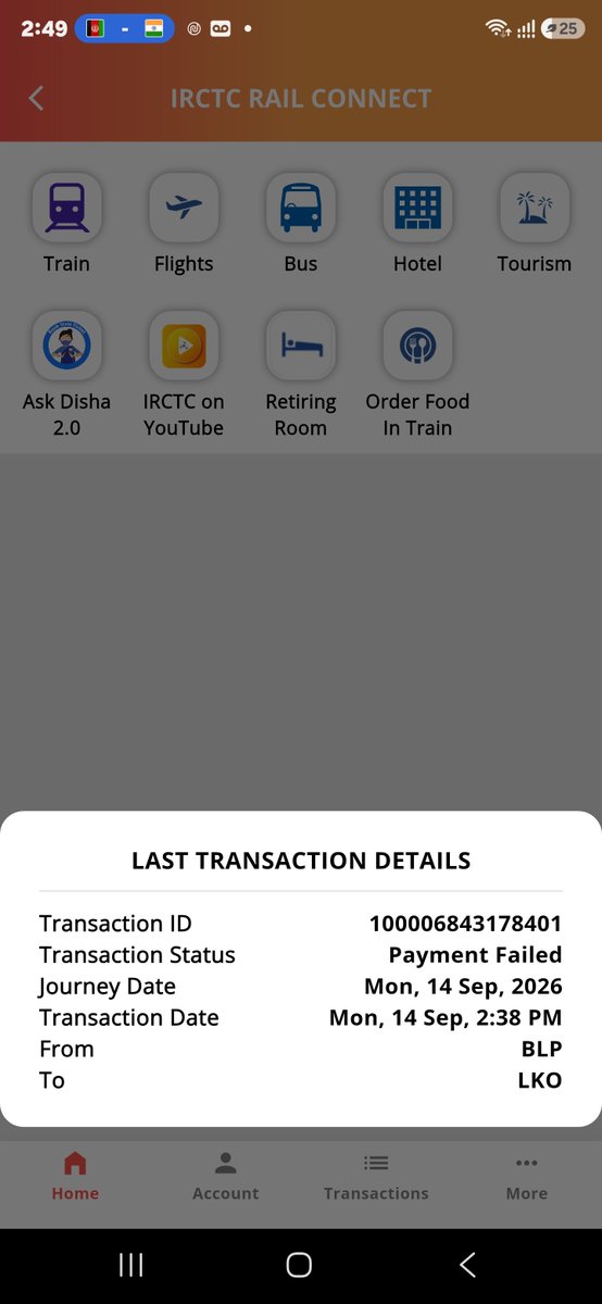 m64415162's tweet photo. @RailMinIndia 
@IRCTCofficial 
 @AshwiniVaishnaw 
I made the payment to them thrice. Whenever a person needs to book a ticket, the money gets deducted and the ticket is not booked and they throw him out with an error. https://t.co/qFHVS8UIVF