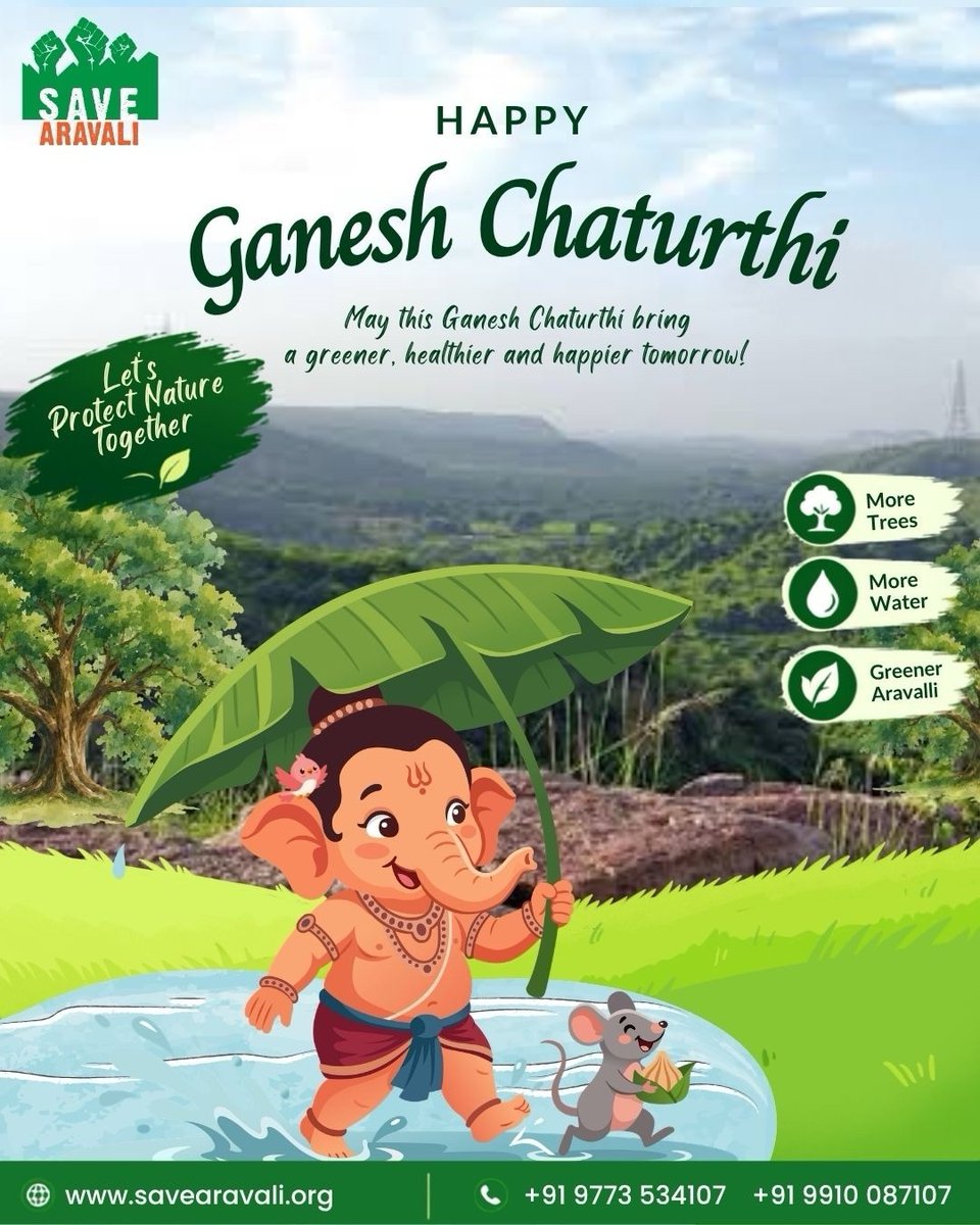 SaveAravali's tweet photo. May the God of positivity-Ganpati bless everyone!

#savearavali https://t.co/4ZJ00xXzk6