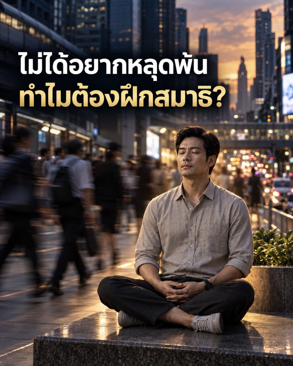 Seksan5554's tweet photo. ชีวิตไม่ได้เบาลงเพราะเราฝึกสมาธิ
แต่ใจของเราอาจแข็งแรงขึ้น จนรับมือกับชีวิตได้ดีขึ้น

ทำไมคนธรรมดาที่ไม่ได้อยากหลุดพ้น

ก็ควรฝึกสมาธิ

เพราะในแต่ละวัน ชีวิตของเรามีเรื่องให้เหนื่อยใจแทบตลอดเวลา

เราไม่ได้ฝึกสมาธิเพื่อหนีจากโลก
แต่ฝึกเพื่ออยู่กับโลกได้อย่างมั่นคง
โดยไม่ปล่อยให้ความวุ่นวายทำร้ายใจมากเกินไป

สมาธิอาจไม่ได้ทำให้หนี้หาย
ไม่ได้ทำให้คนที่ไม่ชอบเรากลับมารัก
และไม่ได้ทำให้ทุกปัญหาจบลงทันที

แต่มันช่วยให้เรา…

●ไม่ตัดสินใจในตอนที่กำลังโกรธ
●ไม่พูดทำร้ายคนที่รักเพราะขาดสติ
●ไม่จมอยู่กับเรื่องเล็ก ๆ จนเสียความสุขไปทั้งวัน
●ไม่ปล่อยให้ความกังวลพาใจไกลเกินความจริง

คนธรรมดาอย่างเรา
ไม่ได้ต้องการฤทธิ์หรือปาฏิหาริย์
ไม่ได้ต้องการเห็นนิมิตใด ๆ

เราเพียงอยากมีใจที่สงบพอจะรับมือกับชีวิต
มีสติพอจะหยุดก่อนทำสิ่งที่ต้องเสียใจ
และมีแรงพอจะลุกขึ้นใหม่
ในวันที่เหนื่อยจนแทบไม่ไหว

สมาธิไม่ได้ทำให้เราไร้ความทุกข์
แต่มันค่อย ๆ สอนให้เราเห็นว่า

ความทุกข์เข้ามาได้
แต่ไม่จำเป็นต้องอยู่ในใจเราตลอดไป

การนั่งนิ่ง ๆ วันละไม่กี่นาที
อาจดูเหมือนไม่ได้เปลี่ยนแปลงอะไร

แต่ทุกครั้งที่เราพาใจกลับมาอยู่กับลมหายใจ
เรากำลังเติมพลังให้ตัวเองทีละน้อย

เหมือนค่อย ๆ หยอดเหรียญลงในกระปุกของหัวใจ

วันหนึ่ง เมื่อชีวิตส่งเรื่องหนักเข้ามา
เราจะขอบคุณตัวเอง
ที่เคยฝึกใจไว้ตั้งแต่วันที่ทุกอย่างยังปกติดี

เราไม่จำเป็นต้องฝึกสมาธิเพื่อหลุดพ้นจากโลก

บางครั้ง แค่ไม่ปล่อยให้ตัวเองหลงไปกับอารมณ์
ในวันที่โลกไม่เป็นอย่างใจ

แค่นั้นก็อาจเป็นอิสรภาพที่งดงาม
และมีค่ามากพอแล้วครับ 🙏