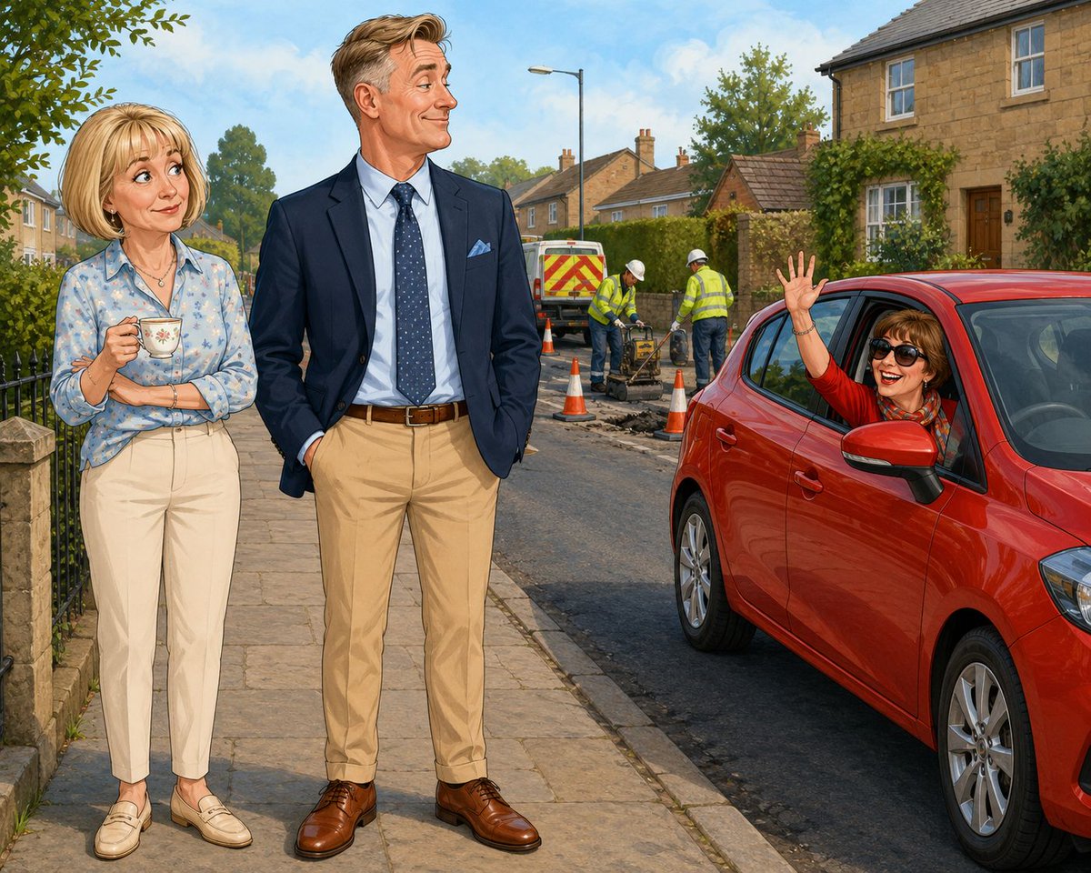 PatriciaComb1's tweet photo. Tales From The Yorkshire Wolds,  Book 3
 Spouse normally wears clothes until they surrender. Then the mysterious lady in the red car appeared. Suddenly he discovered the wardrobe. Coincidence? I think not. 😂 https://t.co/WgAkhomS1e #YorkshireHumour  #indieauthor https://t.co/SsofwWsecm