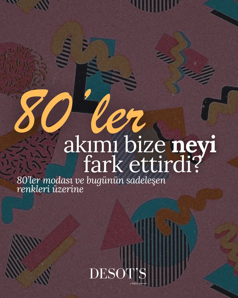 desotsmagazine's tweet photo. 80’ler akımı üzerine pek çok şey söylendi. Bizim dikkatimizi ise fotoğraflardaki renkler çekti.

80’ler modasının hafızada kalan renkli yüzü, bugünün sade estetiği hakkında ne söylüyor?

Sizce bu sadeleşme kişisel bir tercih mi, ortak bir estetik mi?

#80lerAkımı #80lerModası https://t.co/GY9dc9qUEM