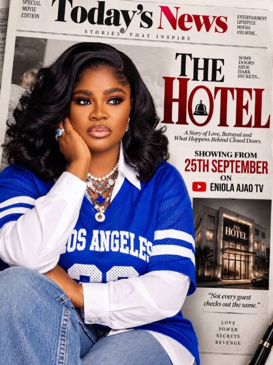 EniolaAjao_'s tweet photo. May this week bring you good news, divine favor, unexpected blessings, and beautiful reasons to smile

Don’t forget guys
My new movie, THE HOTEL, drops Friday September 25th on Eniola Ajao Films Tv on YouTube

#EniolaAjao #TheHotelMovie #September25th #NewMovieAlert https://t.co/zpyKxdoLpX