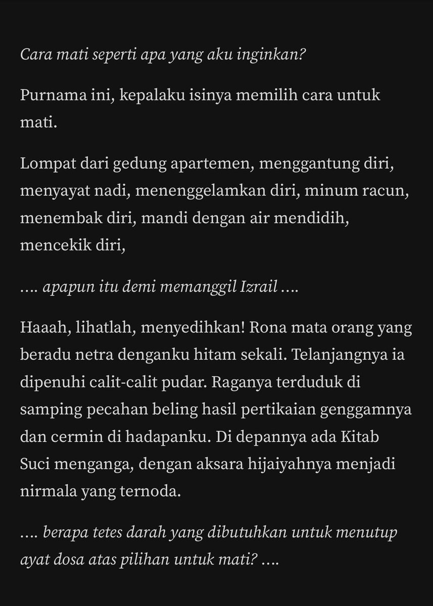 pencorner's tweet photo. Mungkin, di lain waktu, aku tak perlu takut dosa hanya untuk mati. https://t.co/e7Onfc7yFP
