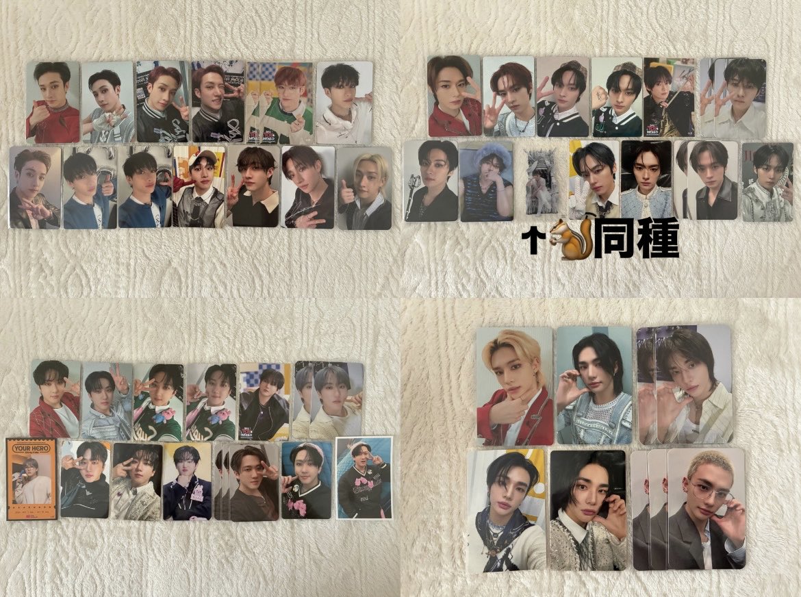 rinohanchan's tweet photo. Stray Kids スキズ 過去 トレカ 交換

【譲】 画像1〜3枚目
バンチャン、リノ、チャンビン、ヒョンジン、ハン、フィリックス、スンミン、アイエン

【求】 未所持🐿️>🐺🐰🥟
　　ユニット味噌

大阪手渡し or 京セラ1日目手渡しでの交換希望です。
検索からも気軽にお声掛けください🙇‍♀️ https://t.co/cgFBpBdfdc