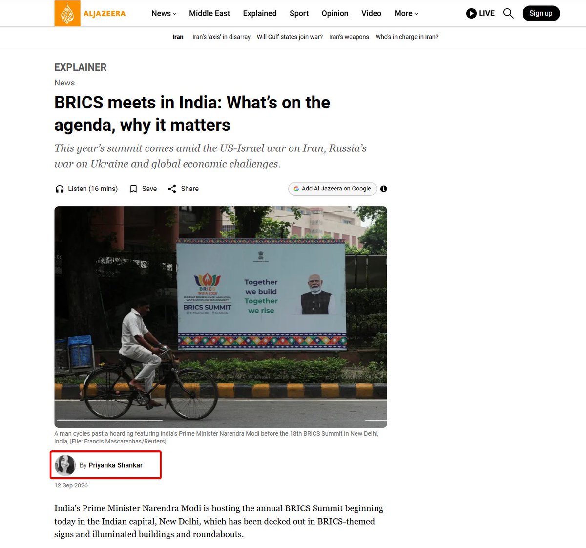 engineer_inside's tweet photo. Looks like Al-lundajeera is using ai images to defame india.

Shadow kaha hai BHAD-WAY ?  
Delhi me inko cycle chalate hue BRICS ke poster ke saamne se gujarte hue log itni assani se mil ja rahe hain...
waah re jihadio https://t.co/Gx8lc7QzYO